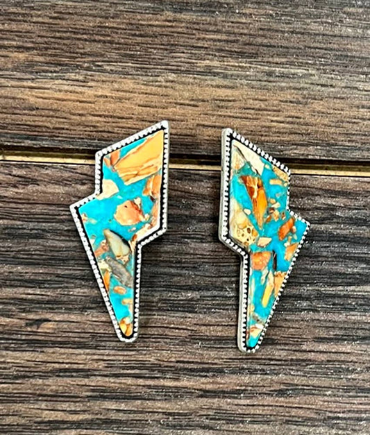 724214, Bolt Gemstone Stud Earrings