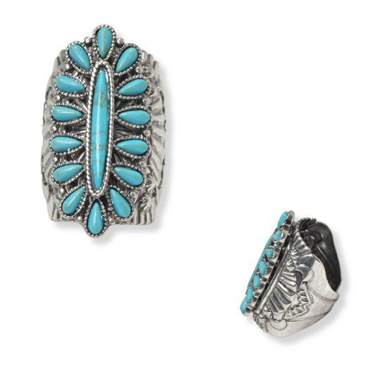 Western turquoise stone cuff ring