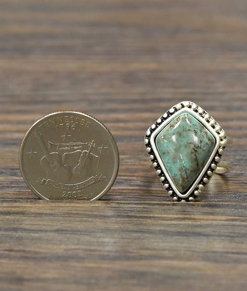 750224, Arrowhead Turquoise Adjustable Ring