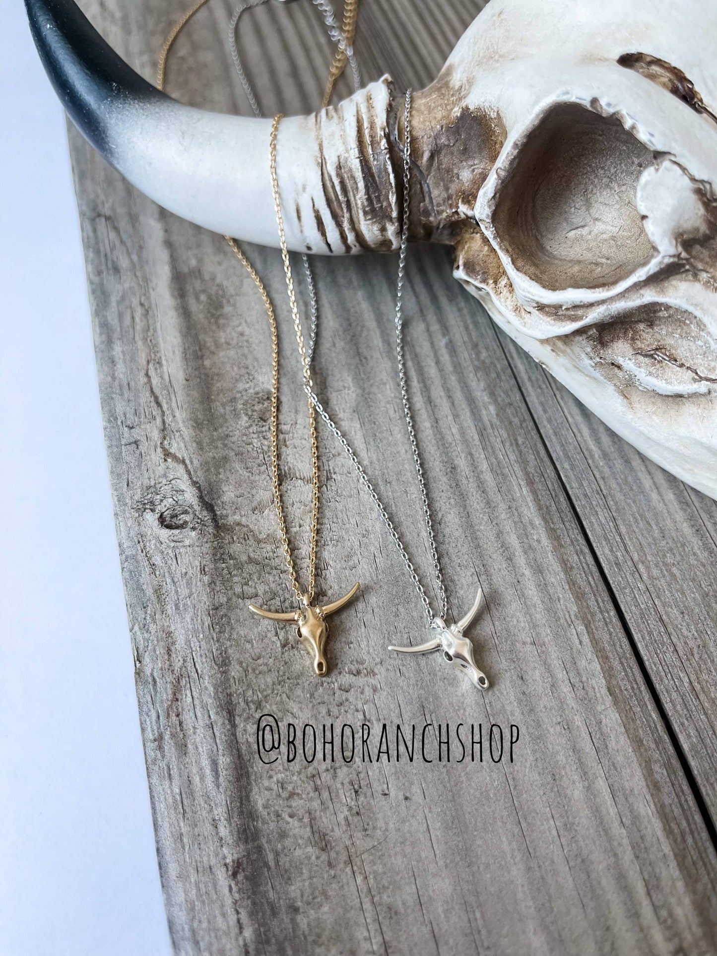 Western Longhorn Steer Dainty Necklace