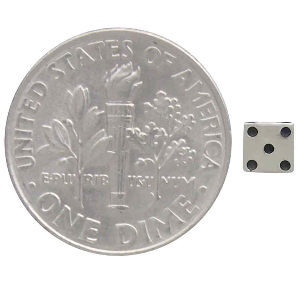 Sterling Silver Tiny Dice Stud Earrings 4x4mm