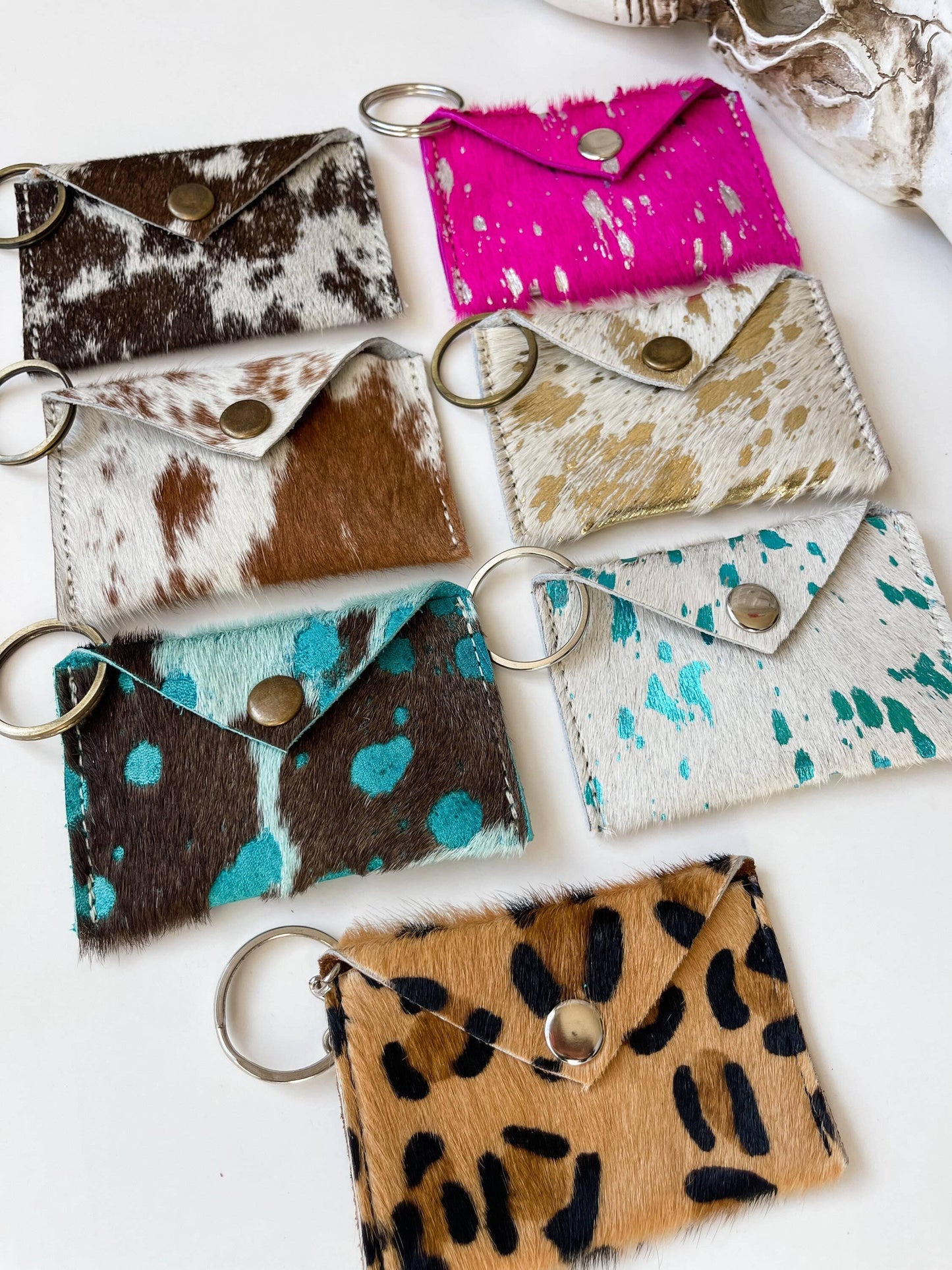 Cowhide Credit Card Holder Keychain - Gift Card holder