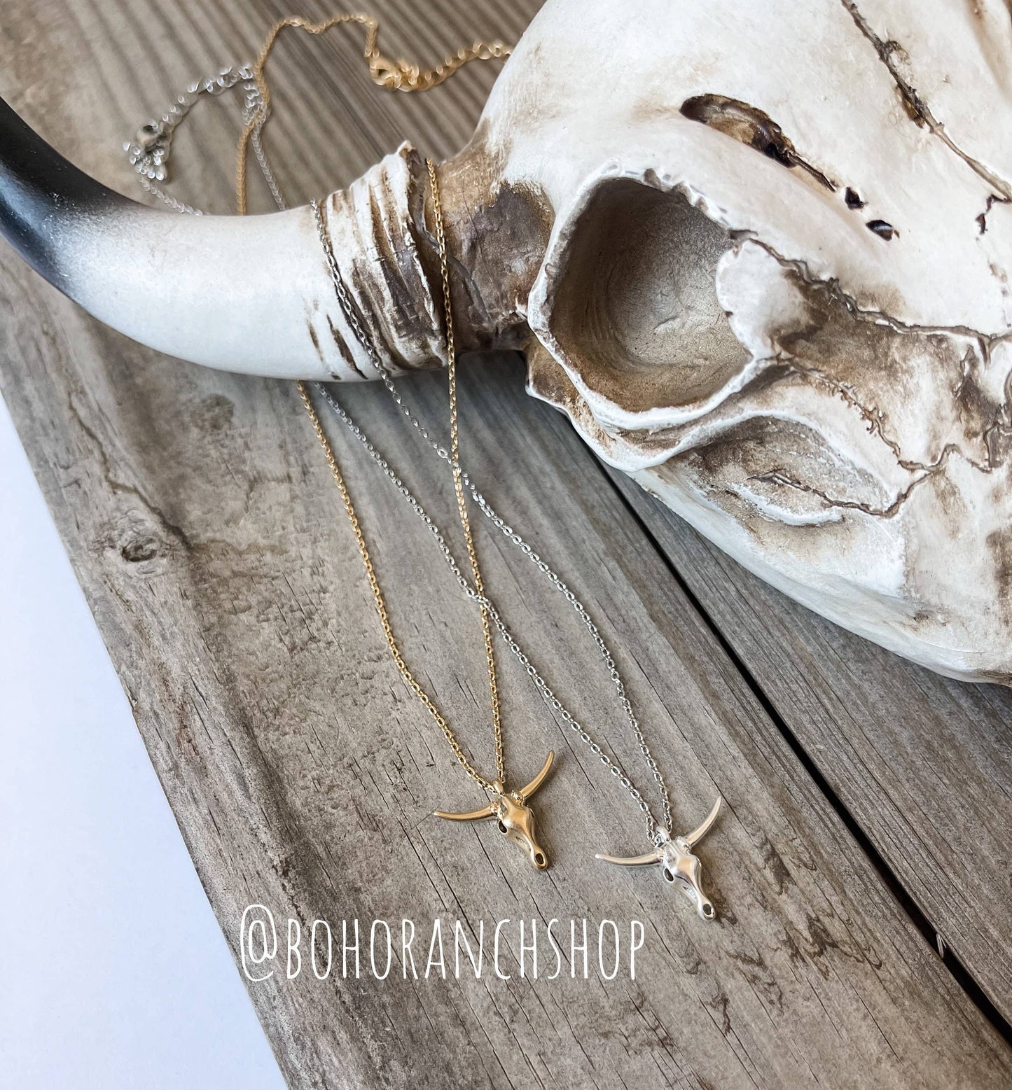 Western Longhorn Steer Dainty Necklace