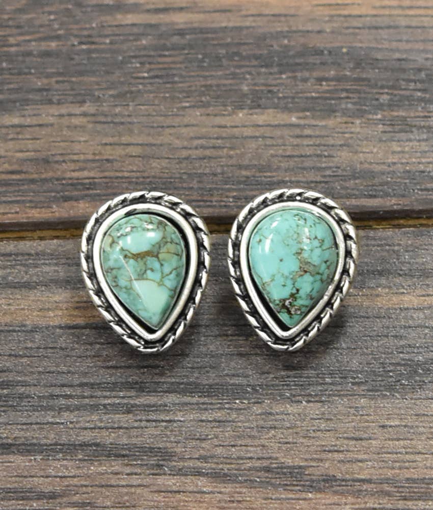 720957, Drop Turquoise Stud Earrings