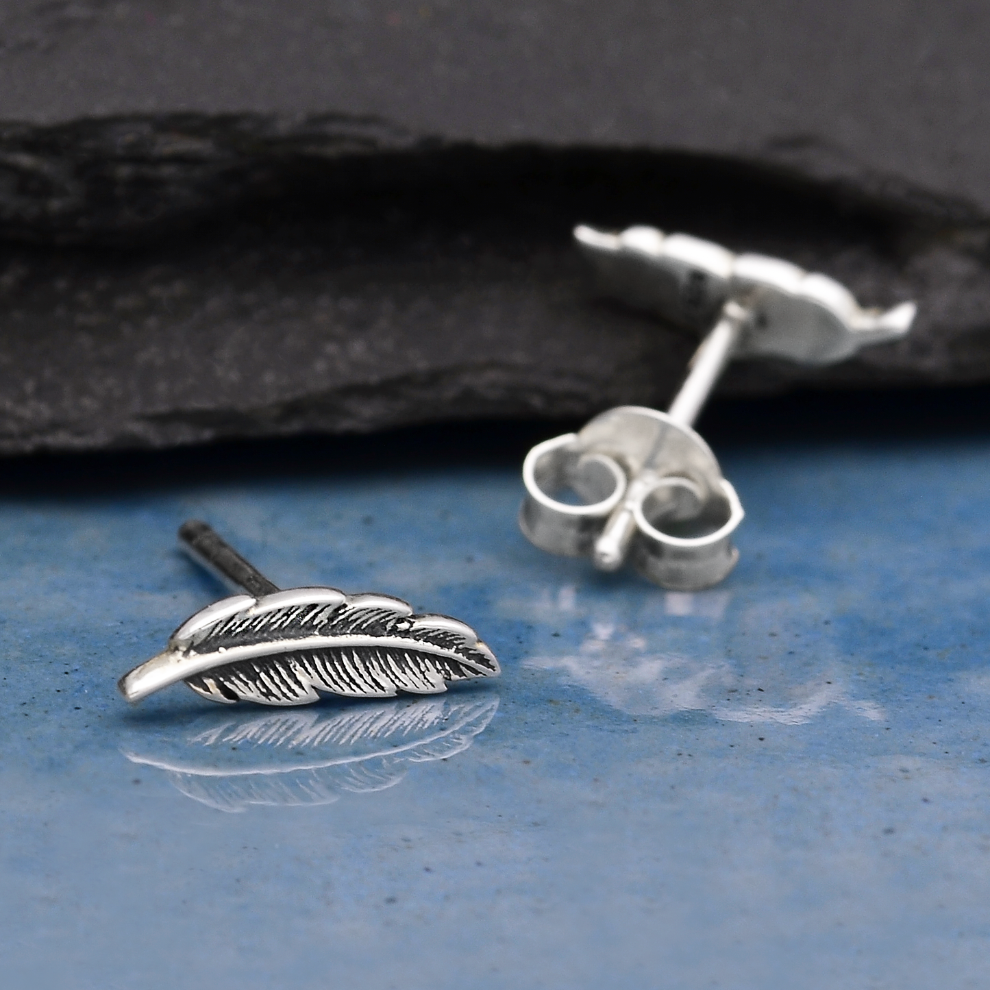 Sterling Silver Feather Post Earrings 3x10mm