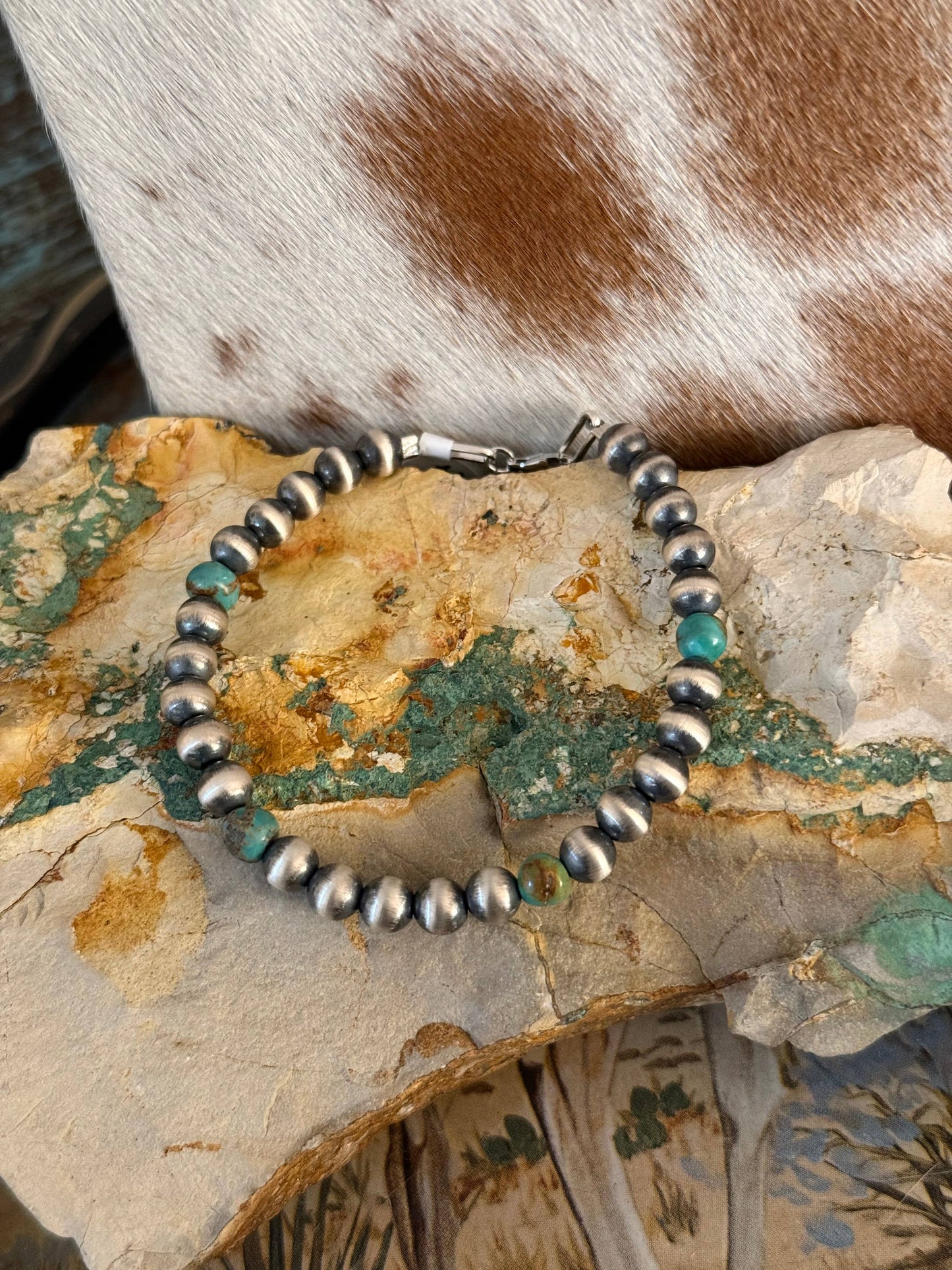 #209- 6mm Sterling Pearl & Turquoise 