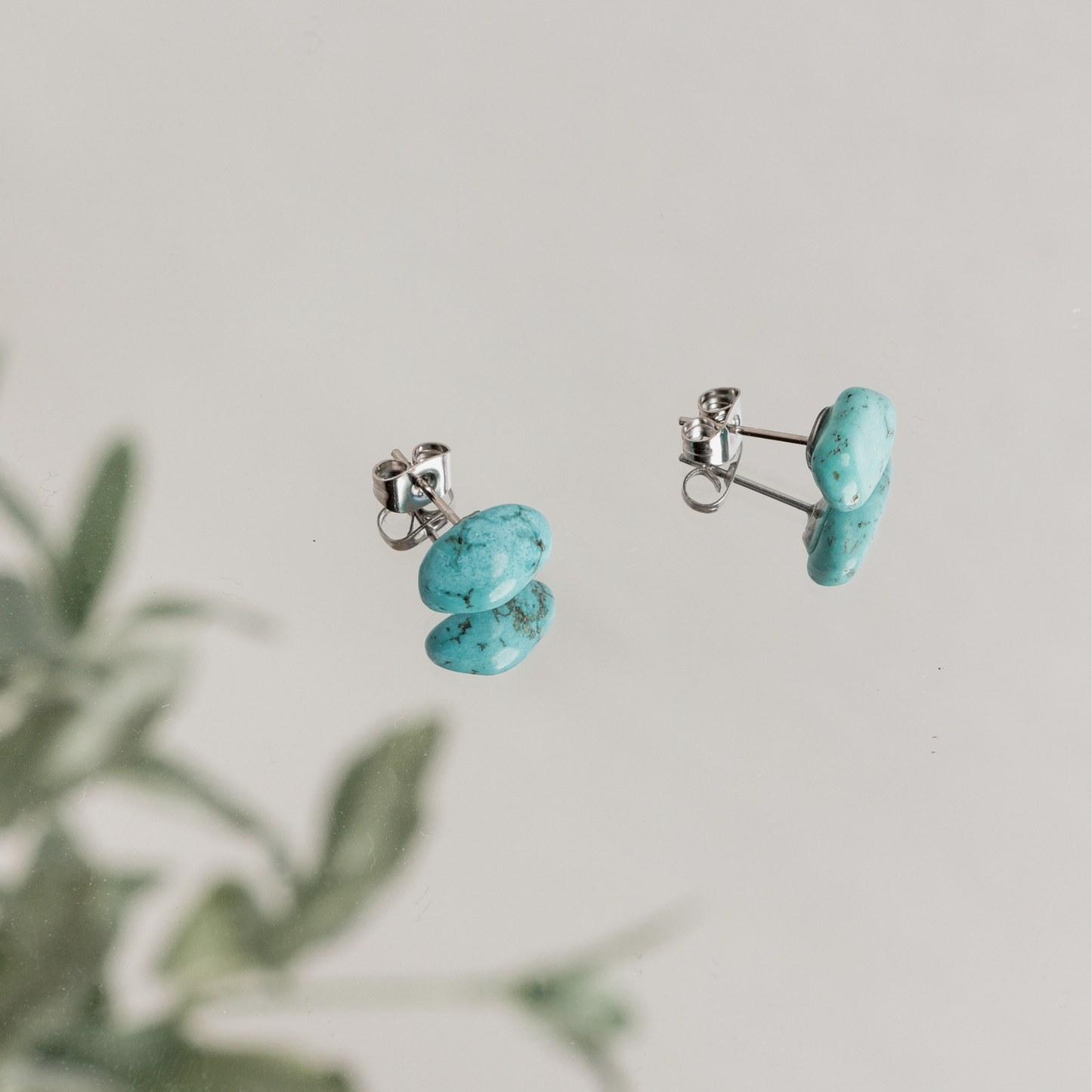 Turquoise Bold Gemstone Post Earrings