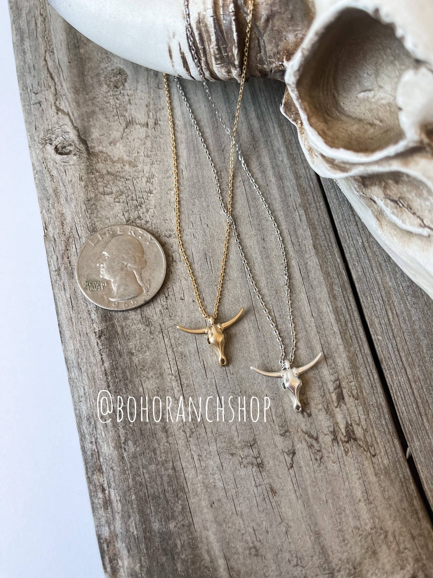 Western Longhorn Steer Dainty Necklace